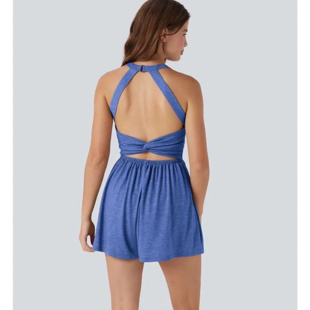 BNWT Halara Blue Heathered Scoop Neck Romper XS